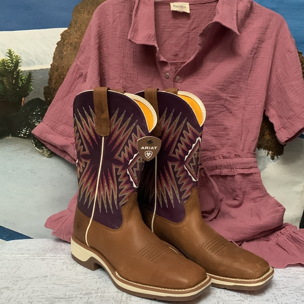 Ariat Brown and Purple Women's Heeled Western Boots